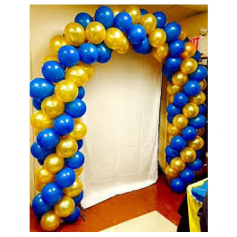 GNGS Solid Birthday / Anniversary Party Decoration Balloons (Blue, Golden, Pack of 50)
