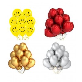 GNGS Solid Complete Party Combo Balloons (Gold, Silver, Red, Yellow, Pack of 50)
