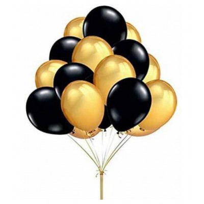 GNGS Solid Happy Birthday Golden 13 Foil Letters + 2 Golden Stars + 50 Party Decorations Balloons (Golden, Black)