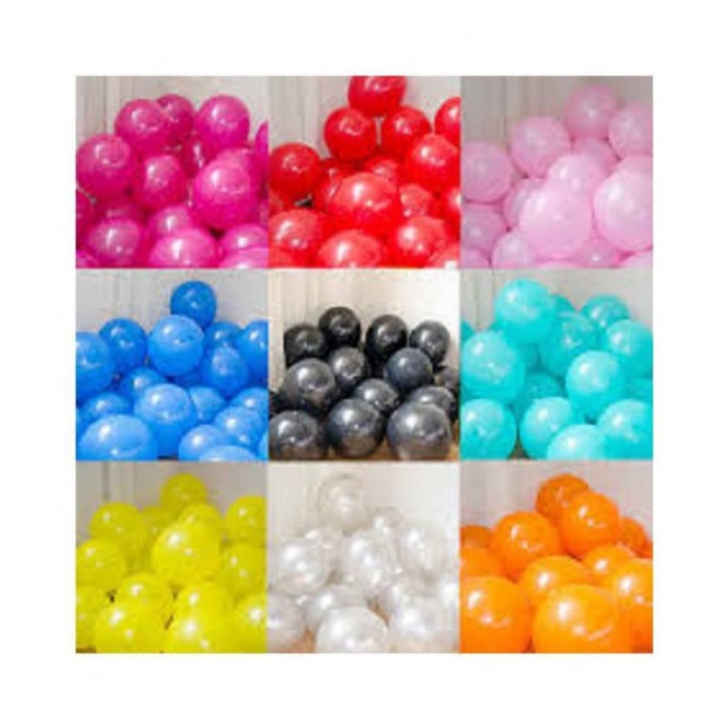 GNGS Solid Nine Types of Mix Anniversary Birthday Party Balloon (Multicolor, Pack of 50)