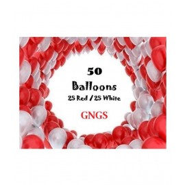 GNGS Solid Pack of 50 (Red & White) Metallic Balloons
