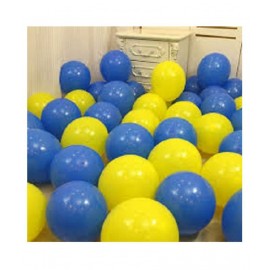 GNGS Solid Party Decoration Balloons (Blue & Yellow, Pack of 100)