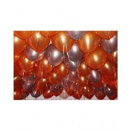 GNGS Solid Party Decoration Balloons (Orange & Silver, Pack of 50)