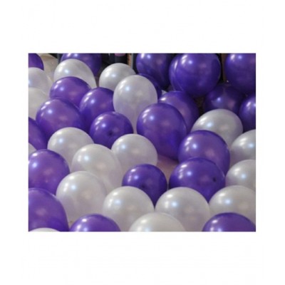 GNGS Solid Party Decoration Balloons (White & Purple, Pack of 50)