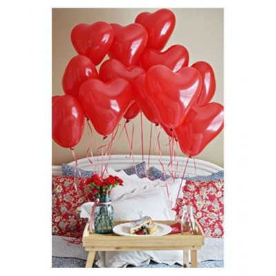 GNGS Solid Red Heart Balloons (Red, Pack of 30)