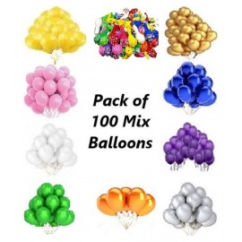 GNGS Solid Various Types of Mix Party Balloons- 10 Balloons Each (Multicolor, Pack of 100)
