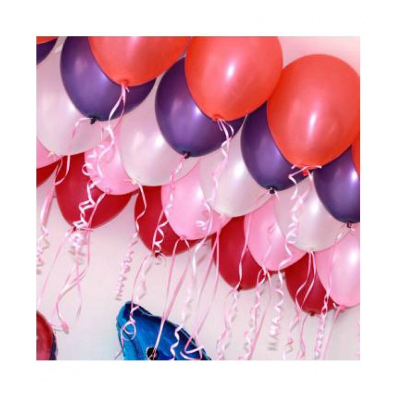 GNGS50 Pcs. Metallic Balloons(Red, Purple, Pink, White) for Birthday Party, Festival Celebrations, Diwali Decoration