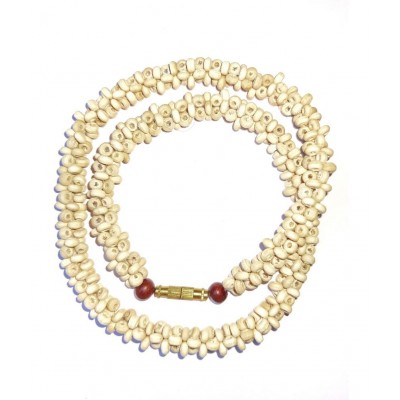 Gahana Kanthi mala 100 % pure tulsi mala ,( 48 CM LONG)  beautifully designed crisscross design with 2 chandana beads  wooden locket for Men & Women