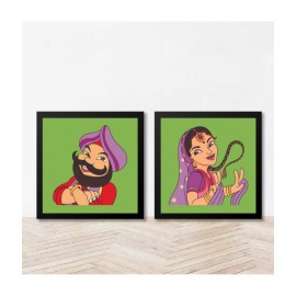 Gathari MDF Wall Hanging Green Single Photo Frame - Pack of 2