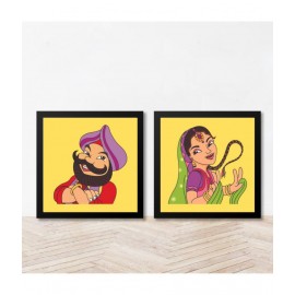Gathari MDF Wall Hanging Yellow Single Photo Frame - Pack of 2