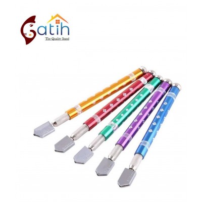 Gatih Glass Cutter, Professional Glass Cutter Pencil Shape & Design Glass Cutter Automatic Oil Drop & Oil Feed Heavy Body Metal Handle Diamond Glass Cutter For Cutting Mosaic Tiles Mirror Glass Bottle (Random Colour)