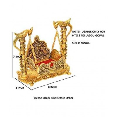Gaurav Art Collectioin White Metal Gold Plated Laddu Gopal Ji Jhulla/Palana/Swing for Pooja Purpose and Gift Item.