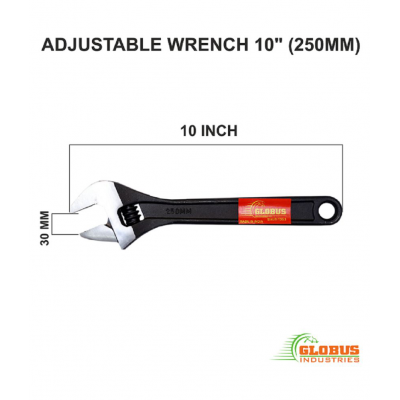Globus Steel 10 Inch Adjustable Wrench, Black