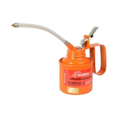 Globus Steel Oil Can 3/4 Pint with Fix and Flexible Spout, Orange/Red