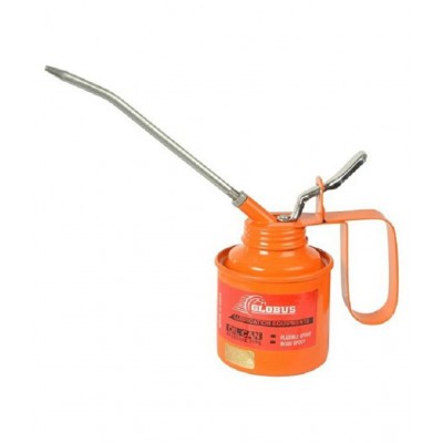 Globus Steel Oil Can 3/4 Pint with Fix and Flexible Spout, Orange/Red