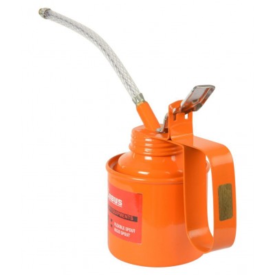 Globus Steel Oil Can 3/4 Pint with Fix and Flexible Spout, Orange/Red