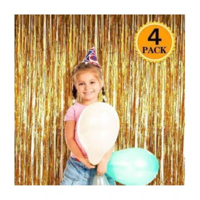 Gold Fringe Curtains for Birthday Decorations (4pcs.) (3x6 Feet)