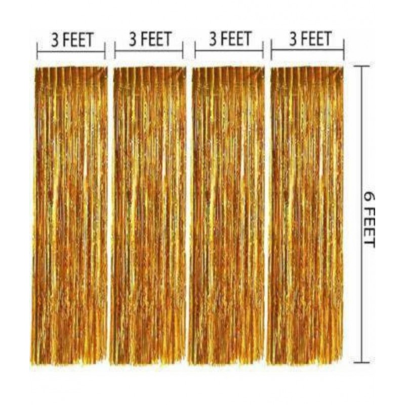 Gold Fringe Curtains for Birthday Decorations (4pcs.) (3x6 Feet)