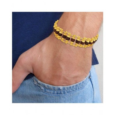 Gold Plated Brass Natural Beaded Pure Rudraksha Design Bracelet for Men and Women. Gold Plated Brass Natural Beaded Pure Rudraksha Design Bracelet for Men and Women.