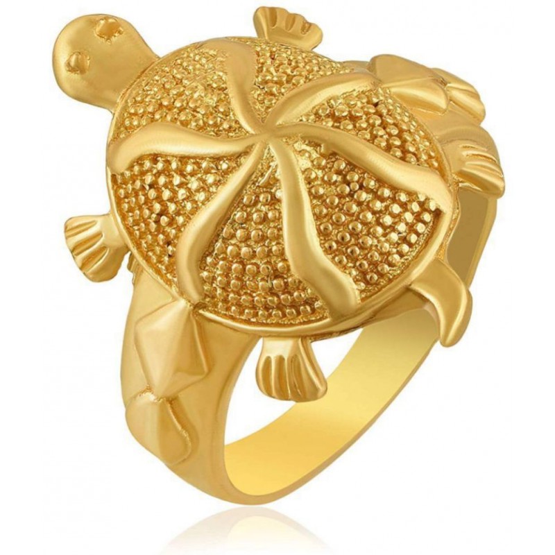 Gold Plated Charm Lucky Line On Tortoise Vaastu Fengshui Kachua Good Luck Charm Fashion Finger Ring for Men Women