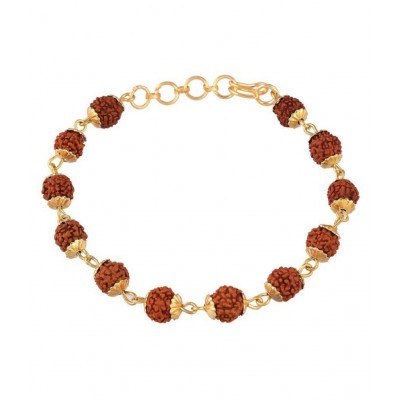 Gold Plated Combo of Rudraksha Mala & Bracelet for Men & Women