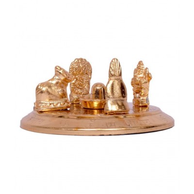 Gold Plated Shiv Parivar With Shivling Shri Kartik Shri Ganesh Mata Parvati and Shri Nandi 8 x 10 cm for Car Dashboard / Home / Office / Perfect Gift Item |