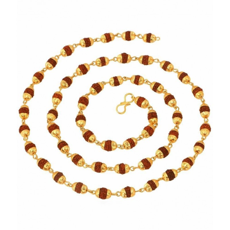 Gold plated rudraksh mala chain for Men 54 Beads