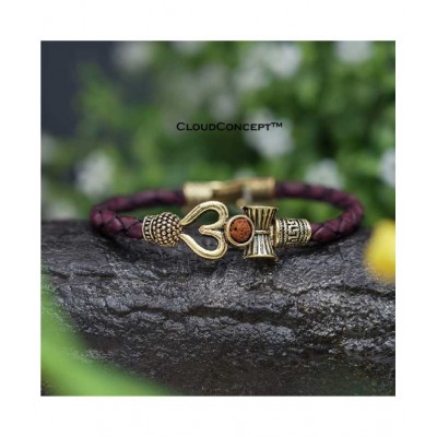 Golden Om damru kada bracelet for men and boys