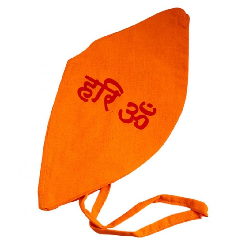 Gomukhi Japa Mala Bag - Hare OM Design - Saffron