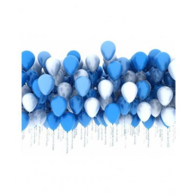 HAPPY BIRTHDAY FOIL BLUE(SET OF 13 LETTERS) AND 30 PCS METALLIC BALLOONS(BLUE AND WHITE) WITH 3 STAR GOID FOIL-A PERFECT COMBO FOR PARTY DECORATION