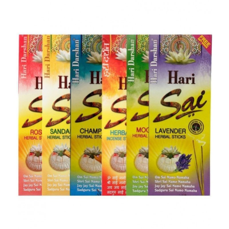HARI DARSHAN Combo Masala Agarbatti Rose, Sandal, Champa, Herbal Mogra Lavender (Pack of 6, 40 Sticks in Each) HARI DARSHAN Combo Masala Agarbatti Rose, Sandal, Champa, Herbal Mogra Lavender (Pack of 6, 40 Sticks in Each)