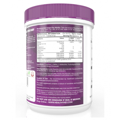 HEALTHYHEY NUTRITION BCAA Powder Instantized 2:1:1 - 66 servings 400 gm