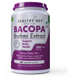 HEALTHYHEY NUTRITION Brahmi - Bacopa Monnieri, 120 Vegetable 500 mg Capsule