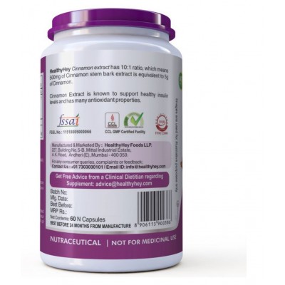 HEALTHYHEY NUTRITION Cinnamon Extract 10:1 Ratio 500 mg Capsule