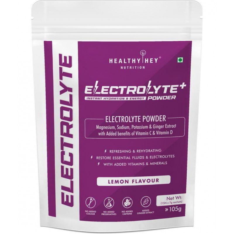 HEALTHYHEY NUTRITION Electrolyte Powder Hydration Drink Mix Supplement with Ginger Extract Energy Drink for Adult 1 gm