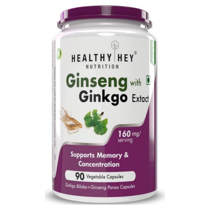 HEALTHYHEY NUTRITION Ginseng Ginkgo Improves Memory Concen 160 mg Capsule