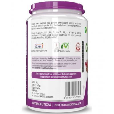 HEALTHYHEY NUTRITION Grape Seed Extract Strength 90 Veg Caps 500 mg