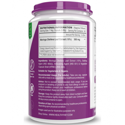 HEALTHYHEY NUTRITION Moringa Extract 10:1- 300 mg 60 capsules Capsule 300 mg
