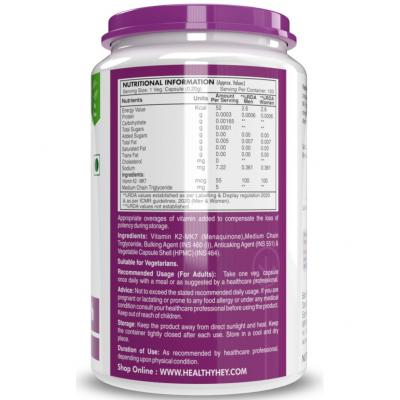 HEALTHYHEY NUTRITION Natural Vitamin K2-MK7 - 55mcg - 120 no.s Capsule
