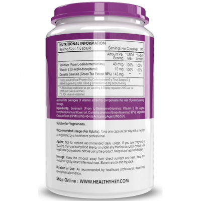 HEALTHYHEY NUTRITION Selenium plus Natural Vitamin E,120 Veg Capsules Capsule 120 no.s HEALTHYHEY NUTRITION Selenium plus Natural Vitamin E,120 Veg Capsules Capsule 120 no.s