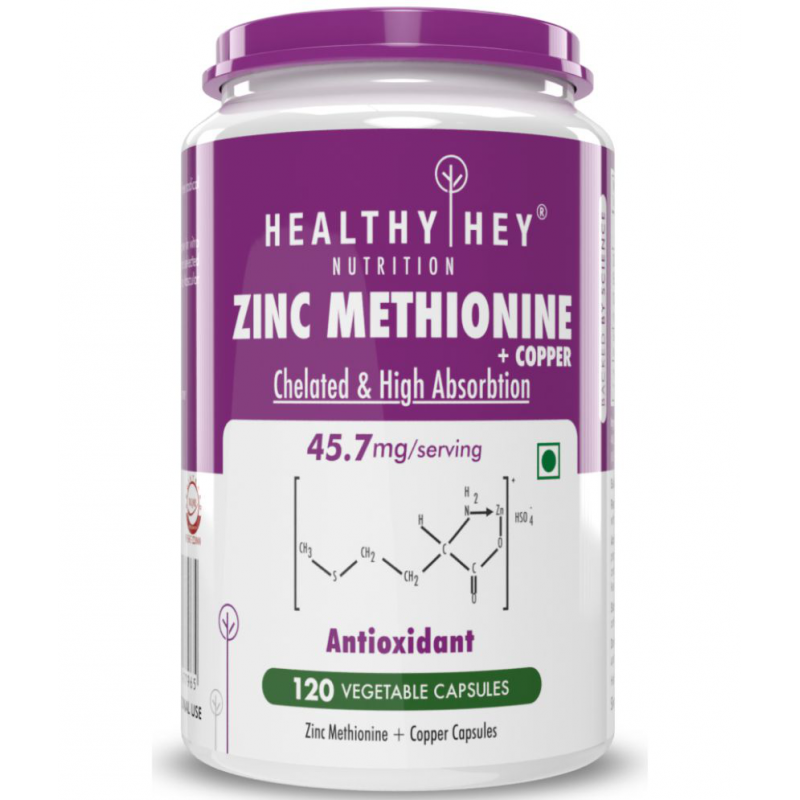 HEALTHYHEY NUTRITION Zinc Methionine Plus Copper 120 Veg Capsules Capsule 31 mg
