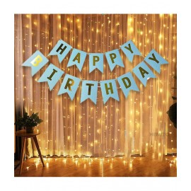 HEMITO 2 pcs Combo Blue Happy Birthday 1 Pcs, 9 Meter Long Led Light 1 Pc Birthday Decorations Kit