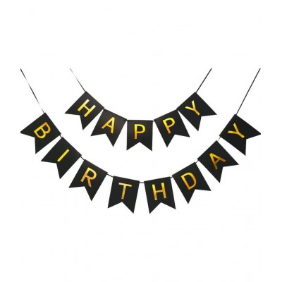 HEMITO 33 pcs Combo Happy Birthday 1 Pcs, 12 Meter Long Led Light 1 Pc, 30 Gold and Black Metallic Balloon, 1Pc Cheers Wine Glass Foil Balloon, Birthday Decorations Kit