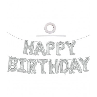 HEMITO 45 Pcs Combo -Blue, Black and Silver Metallic Balloons with Air Pump + Happy Birthday Letter Foil + Glue Dot| Birthday Decorations Kit