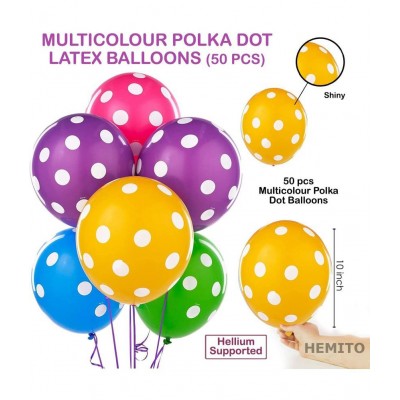 HEMITO 51Pcs Combo Set for Birthday Decoration Colorful Latex Balloon- Dot Balloons + Happy Birthday Letter Foil Birthday Decorations Items