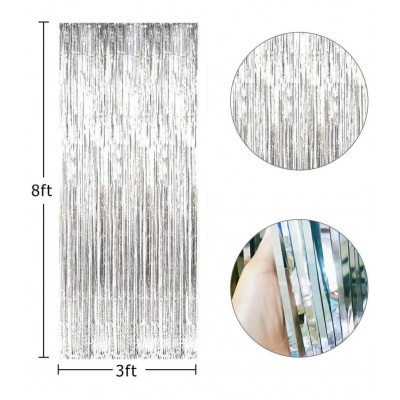 HEMITO Happy Birthday Decoration Combo 61 Pcs Blue Birthday Banner Silver Curtains with Glue Dot Arc & Silver Confetti Balloons With Balloon Pump for Boys Husband Mom Dad/Happy Birthday Decorations Items Set (Blue Silver)