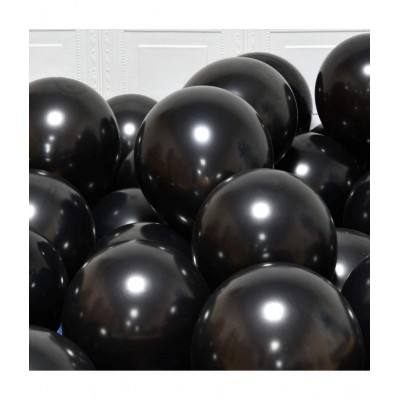 HEMITO Premium Metallic Latex Balloons Pack of 50 Black Balloons for Decoration (Black, Pack of 50)