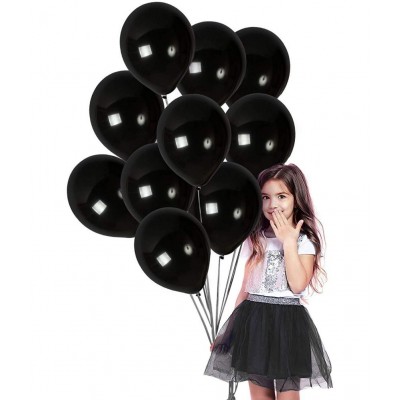 HEMITO Premium Metallic Latex Balloons Pack of 50 Black Balloons for Decoration (Black, Pack of 50)