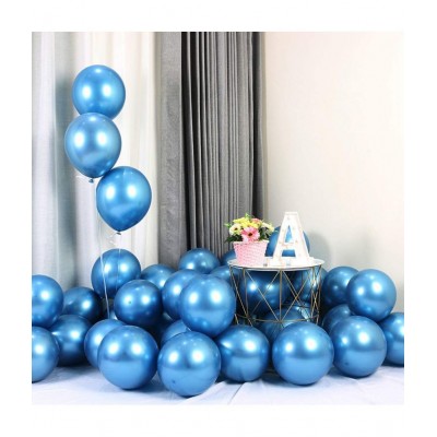 HEMITO Premium Metallic Latex Balloons Pack of 50 Blue Balloons for Party Decoration (Blue, Pack of 50)