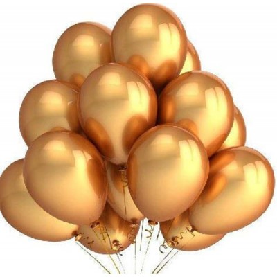 HEMITO Premium Metallic Latex Balloons Pack of 50 Golden for Decoration (Golden, Pack of 50)